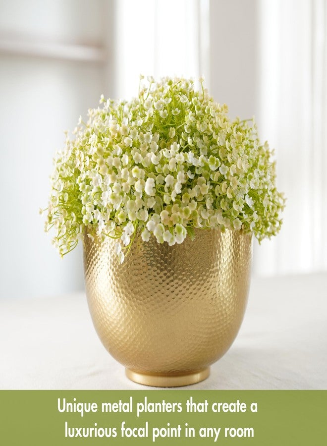 BEHOMA Premium Hammered Aluminium Golden Bowl Flower Vase | Luxury Metal Flower Pots for Home Décor, Living Room, Bedroom, Office | Gift for Christmas, Anniversary & Wedding (Flowers Not Included) - Image 2
